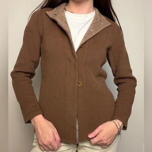 LAFAYETTE 148 100% wool gingham lined brown blazer jacket size 0 or XS